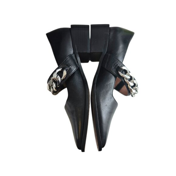 Paolo 7.5 Loafers With Heel Black Silver Chain Velcro Strap NWOT - Picture 3 of 8